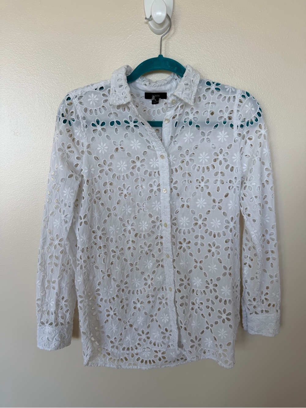 J. CREW Button-up shirt in embroidered eyelet in White